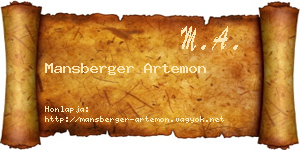 Mansberger Artemon névjegykártya